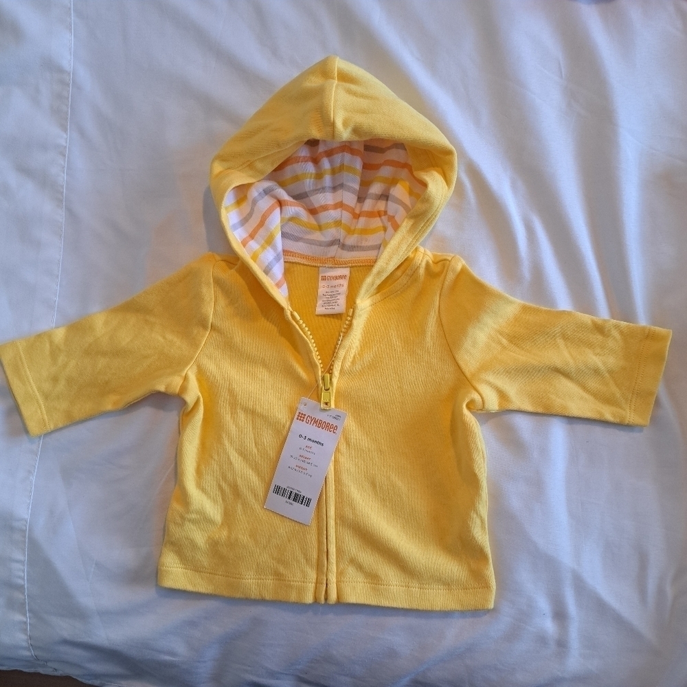 Gymboree boys size 0-3 months yellow zip up hoodie NWT Outlet